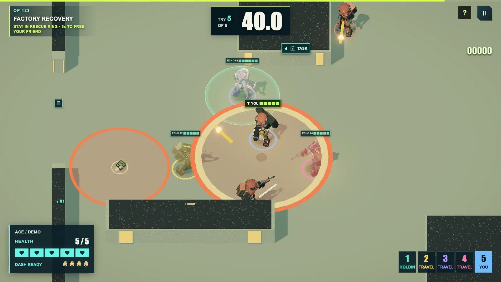 Squad of One Factory Recovery mission, fighting between two capture zones